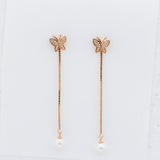 Pearl-Embellished Rose Gold Wings Detachable Earrings