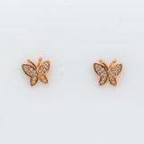 Pearl-Embellished Rose Gold Wings Detachable Earrings