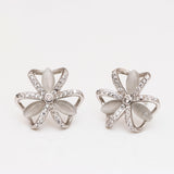 Diamond Flora Silver Earrings