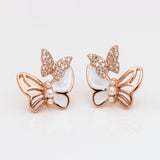 Radiant Zirconia Butterflies Rose Gold Earrings
