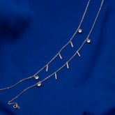 Solitaire Charms & Bar Anklet Pair