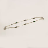 Green and White Cut stone Anklet Pair