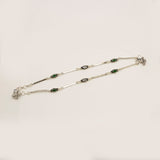 Green and White Cut stone Anklet Pair