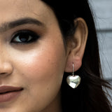 Mirror Heart Drop Silver Earrings