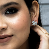 Diamond Flora Silver Earrings