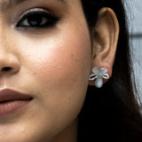 Elegant White Flower Silver Earrings