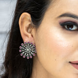 Ruby Studded Intricate Jali Studs