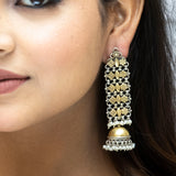 Dual Tone Flower Motif Jali Jhumkas