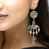 Golden Mirror Work Fish Hook Earrings