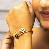 925 Silver Gold Plated Kundan Bracelet