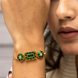 Green Kundan Jadau Gold Plated Bracelet