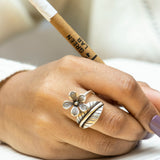 Intricate Blossom Oxidised Ring