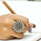 Detailed Chakra Silver Ring