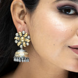 Dual Tone Leaf Textured Jhumkis