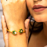 Leaf And Flower Gold Plated Silver Bracelet