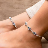 Multi Coloured Cut-Stone Jadau Anklet Pair