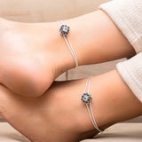 Multi Coloured Cut Stone Adjustable Anklet Pair
