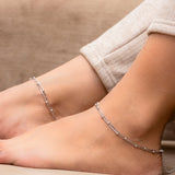 Double Line Ball Detail Anklet Pair
