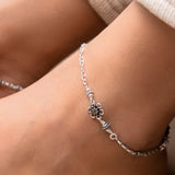 Sparkling Light Silver Anklet Pair