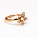 Opulent Floral Halo Rose Gold Plated Silver Ring