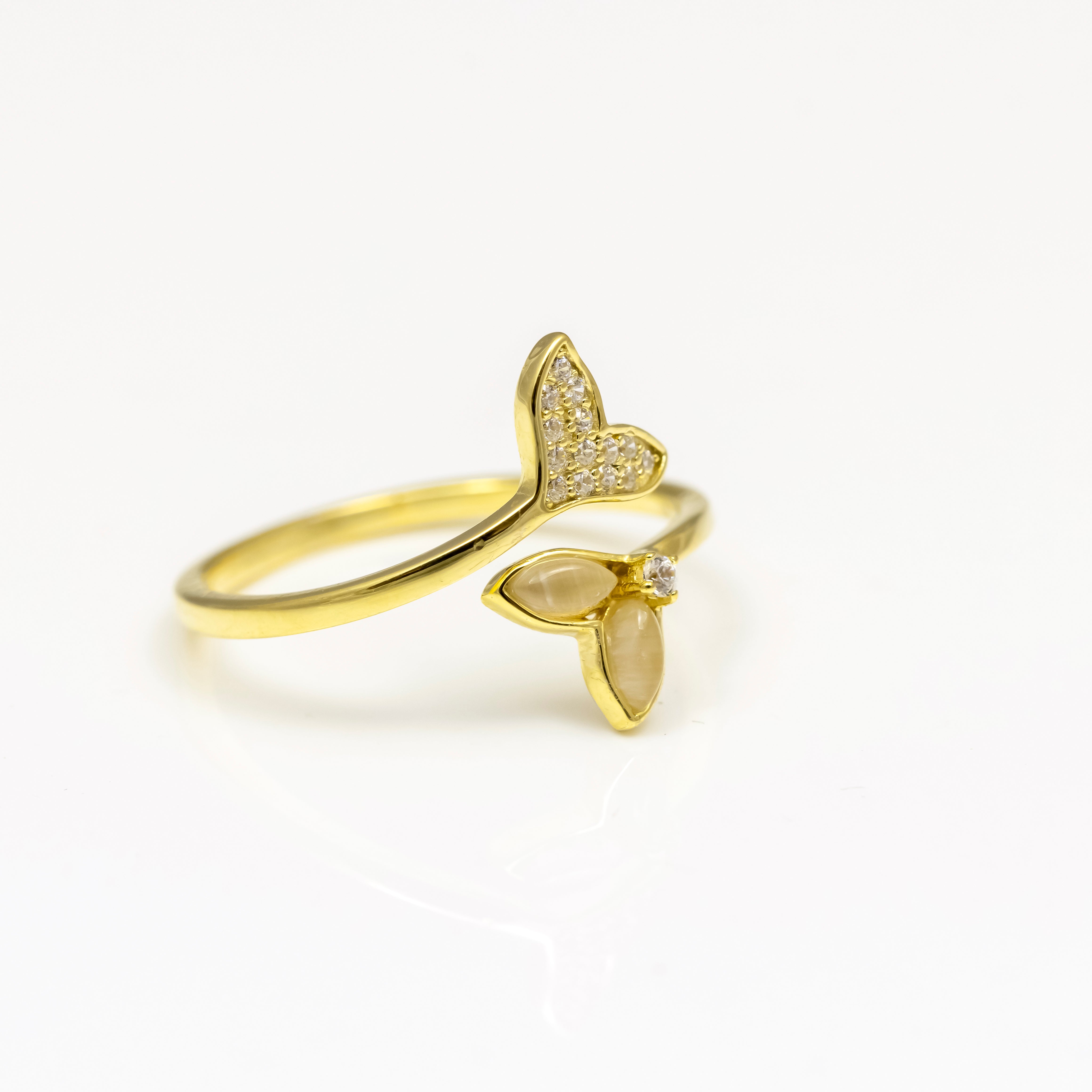 Golden Leaf Adornments Silver Ring