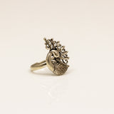 Classic Peacock Oxidised Silver Ring