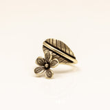 Intricate Blossom Oxidised Ring