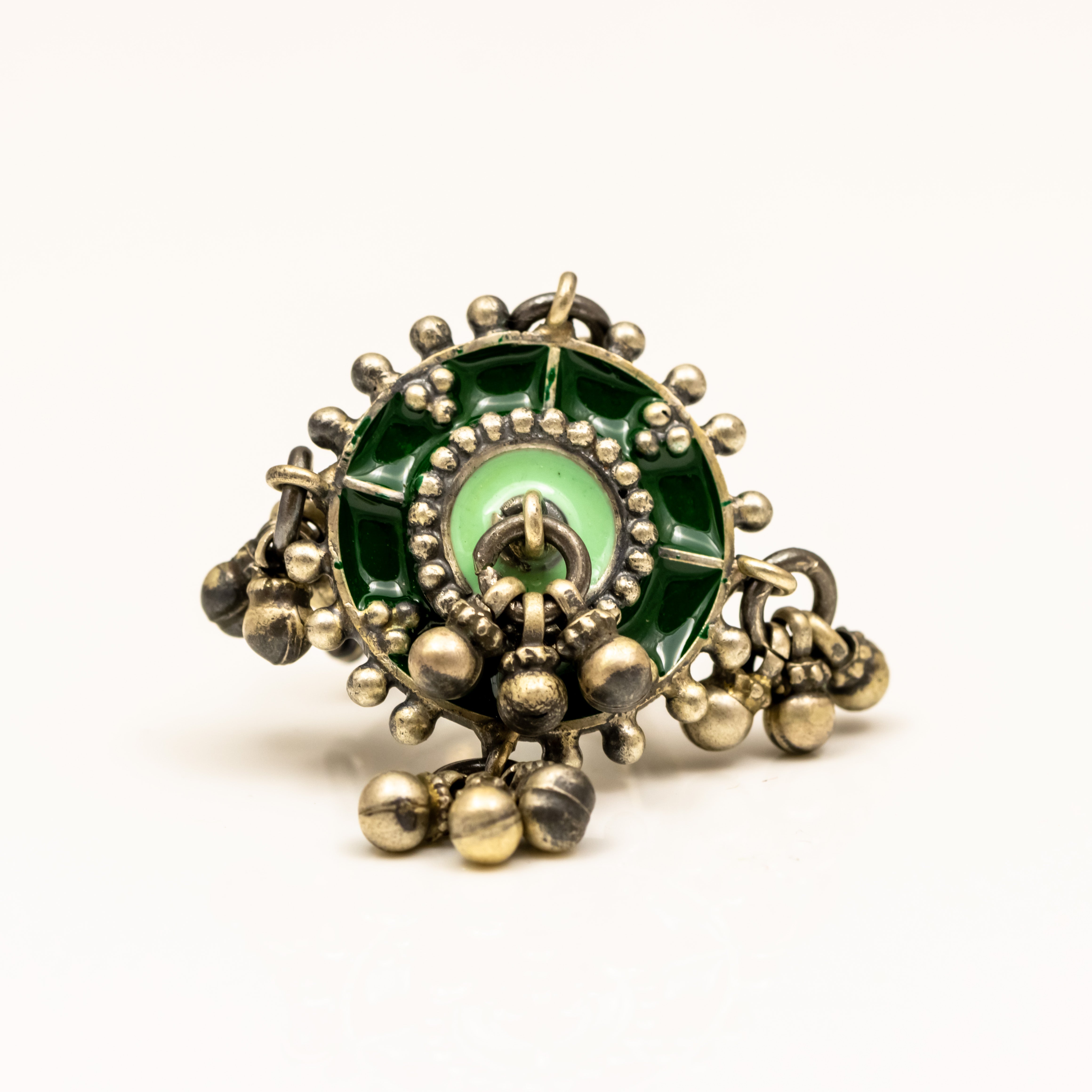 Intricate Gungroo Drop Oxidised Silver Ring