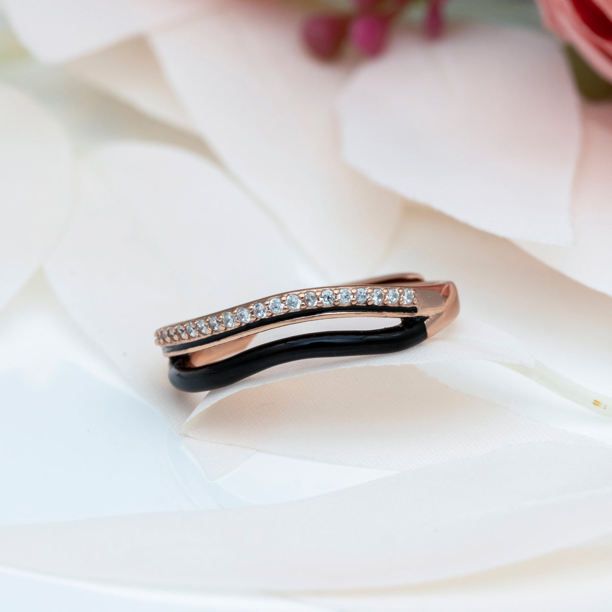 Golden Eclipse Rose Gold Plated Silver Ring