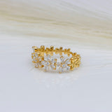 Golden Serenity Silver Ring