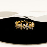 Golden Serenity Silver Ring