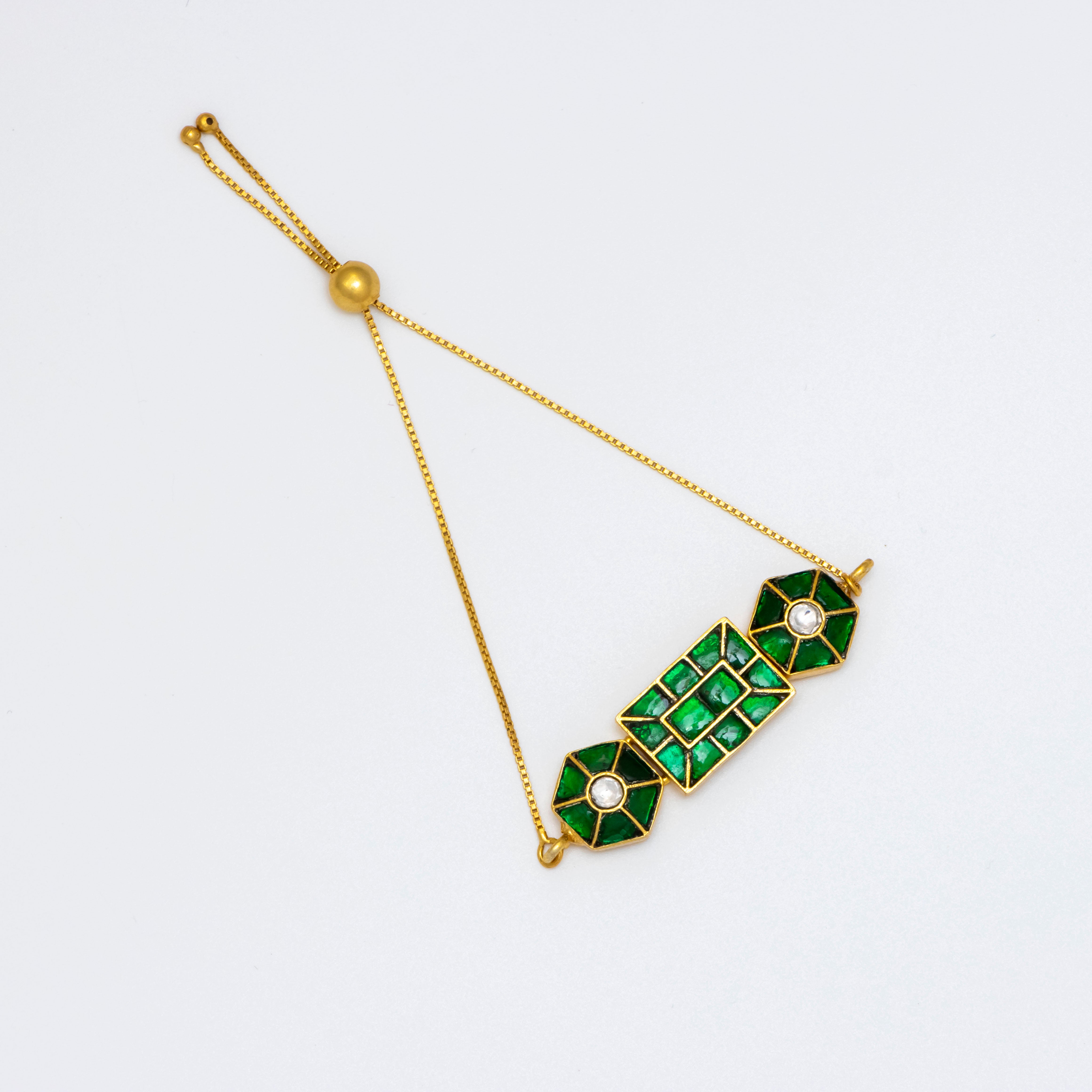 Green Kundan Jadau Gold Plated Bracelet