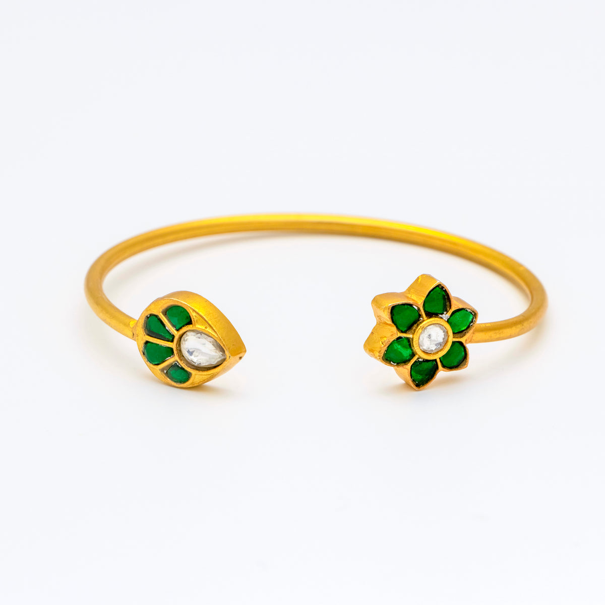 Leaf And Flower Gold Plated Silver Bracelet
