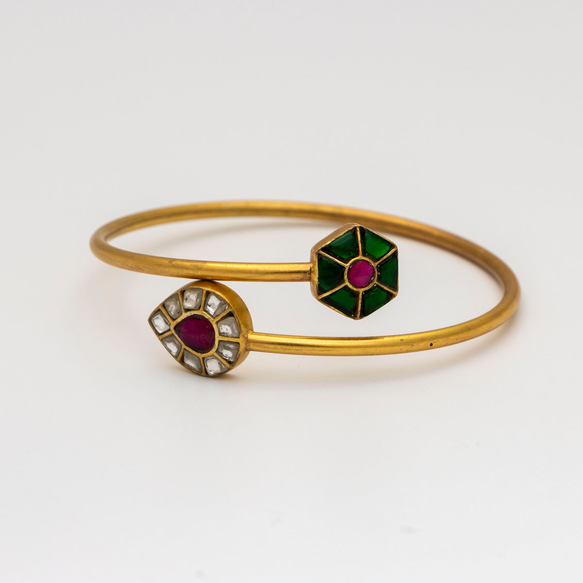 925 Silver Gold Plated Kundan Bracelet