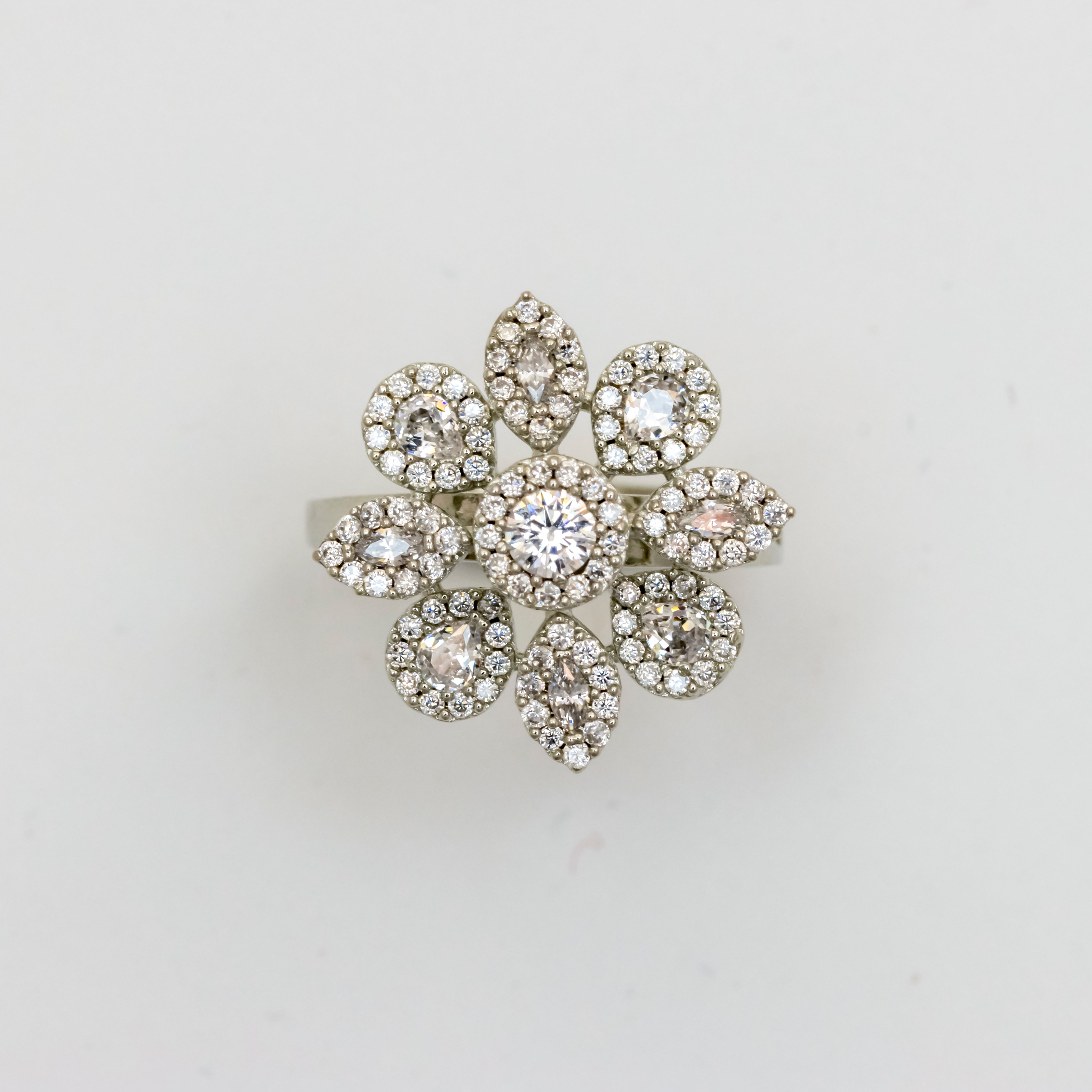 Diamond Flora Silver Ring
