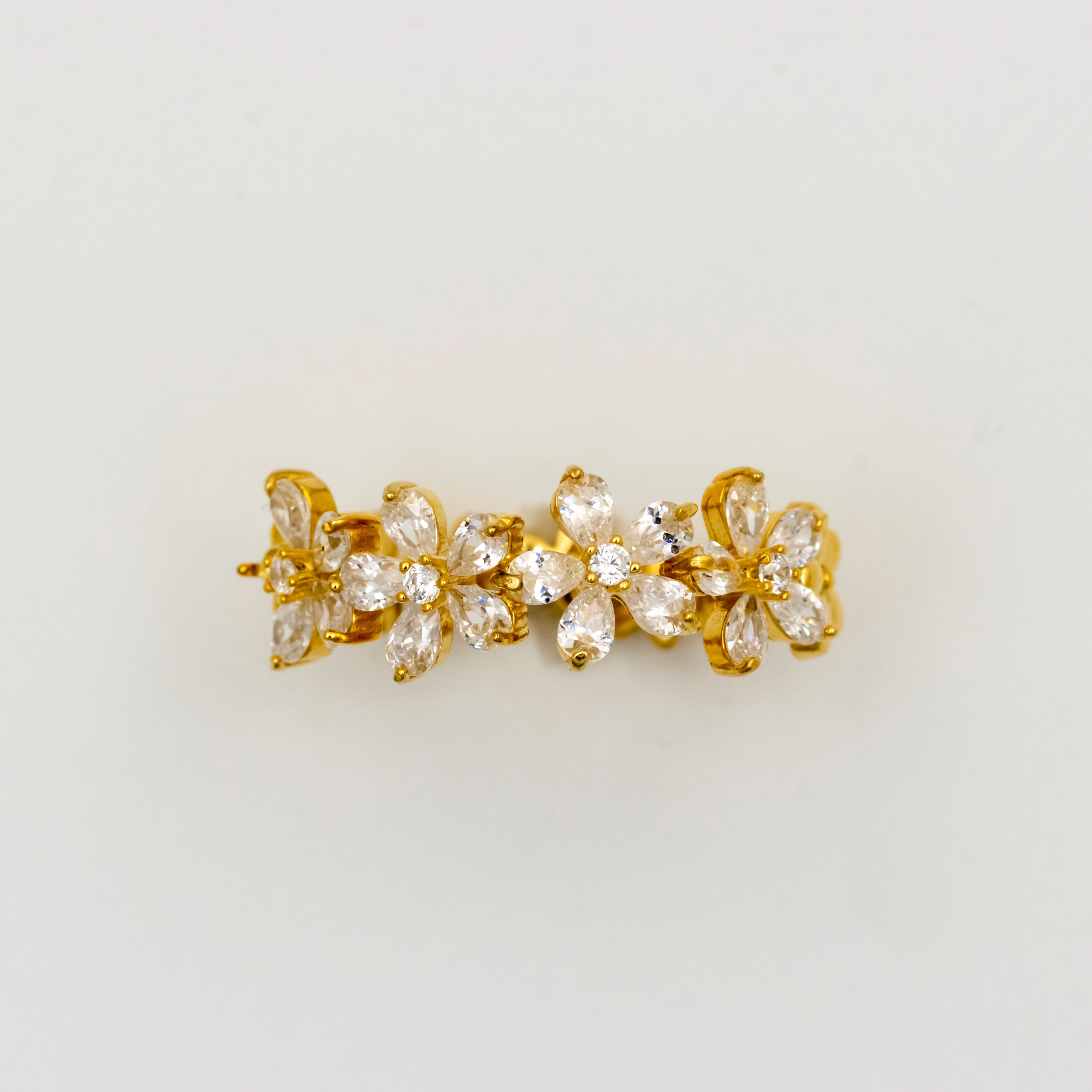 Golden Serenity Silver Ring