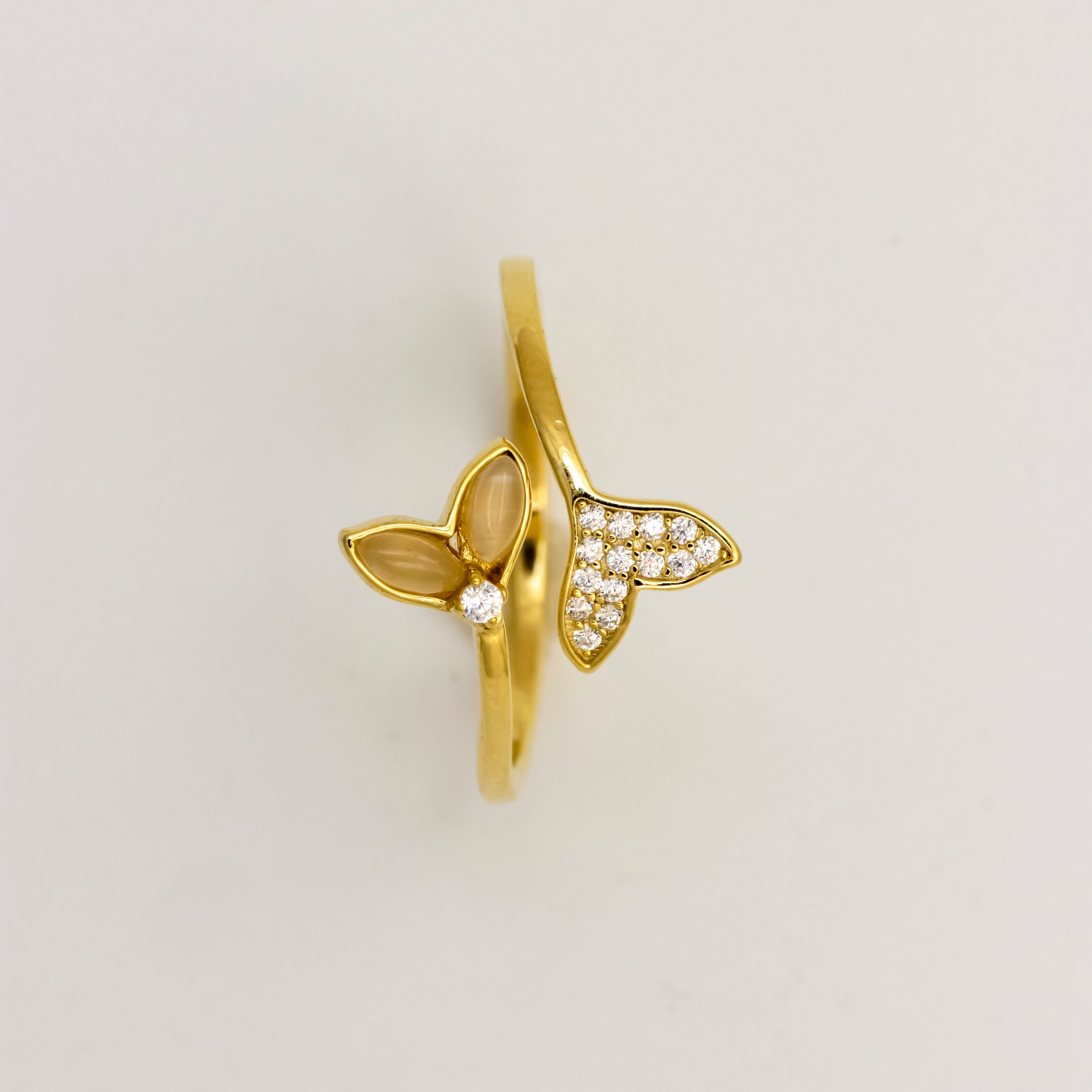 Golden Leaf Adornments Silver Ring