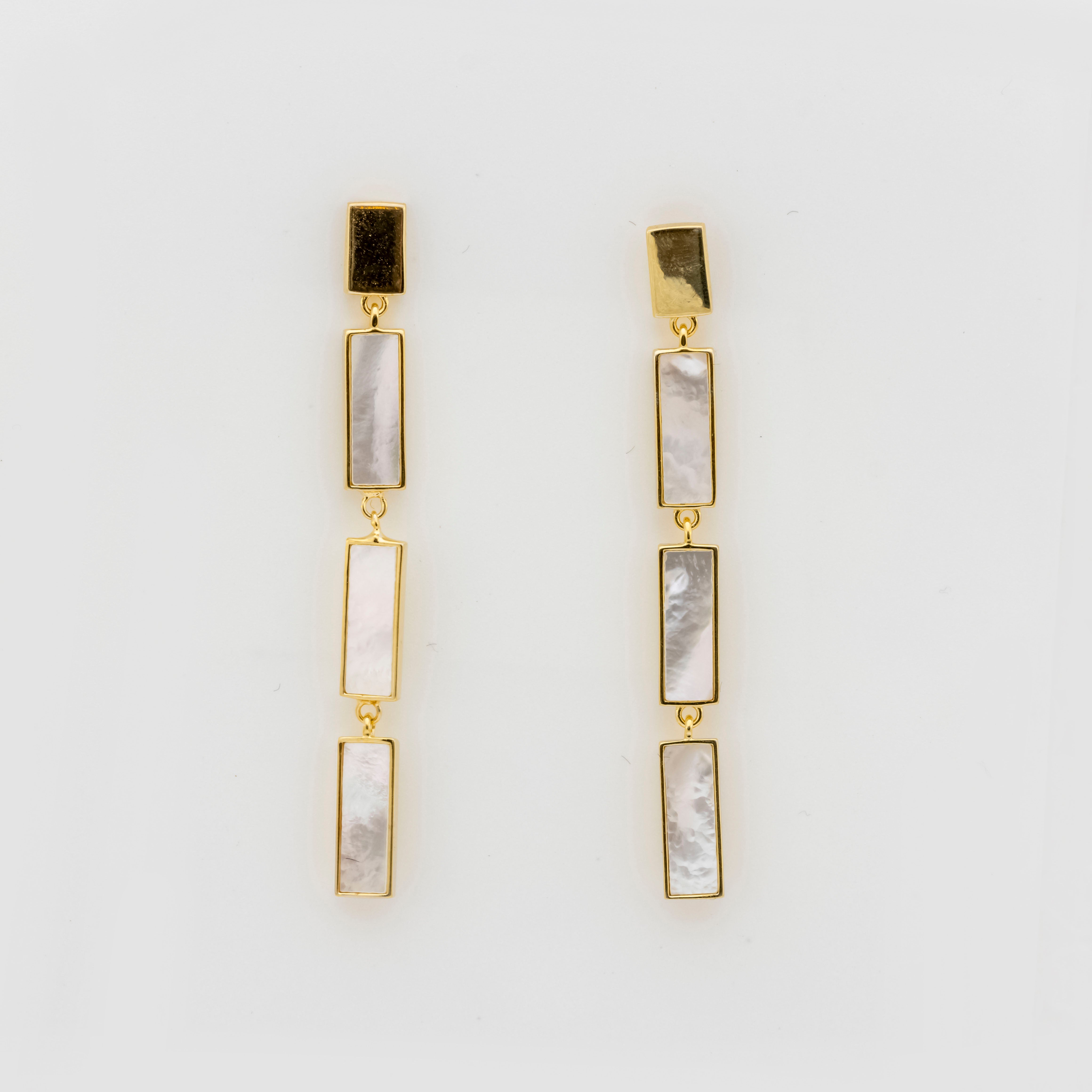 MOP Gold Lines Earrings