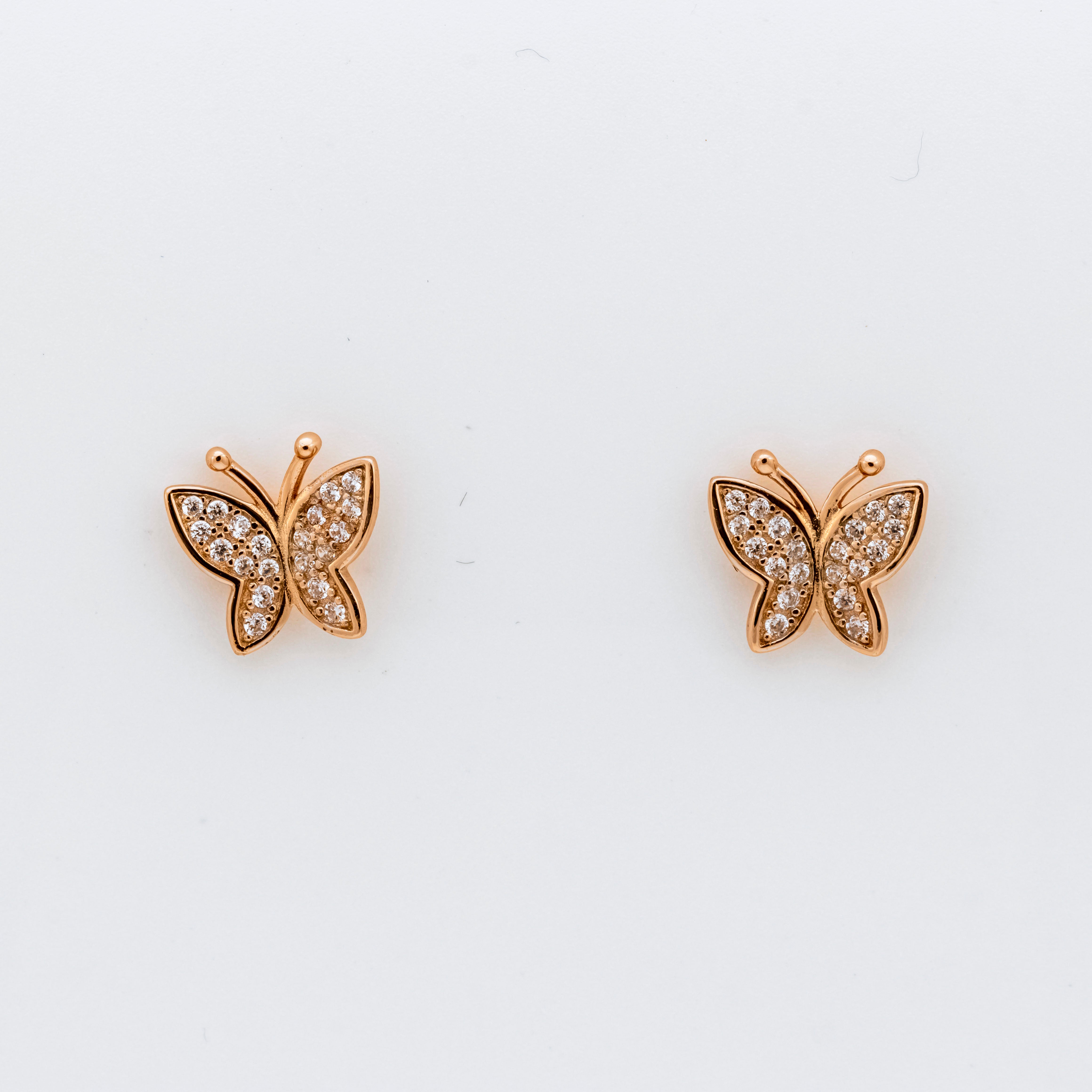 Pearl-Embellished Rose Gold Wings Detachable Earrings