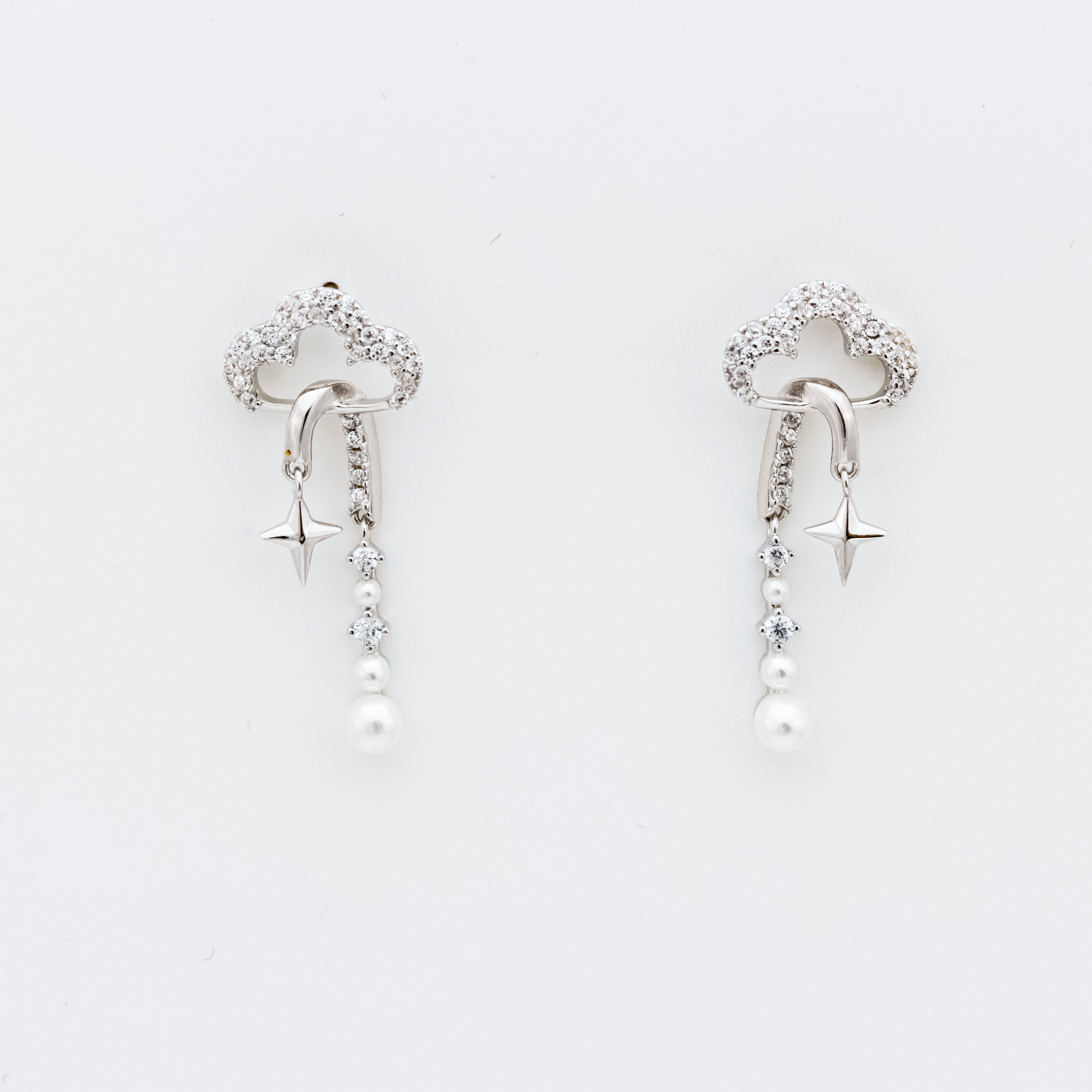 Pearls From The Sky Silver Earrings
