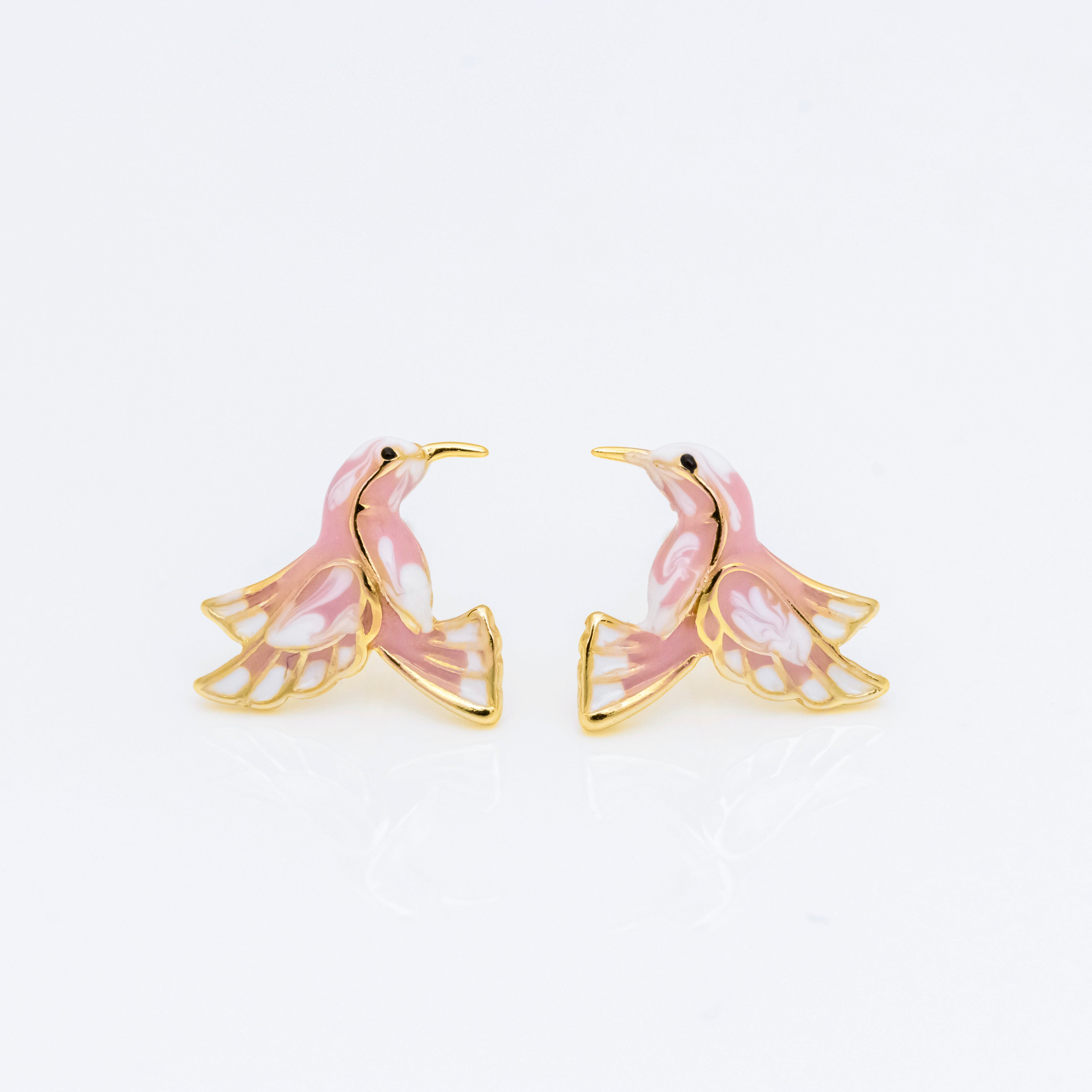 Blush & Gleam Bird Earrings