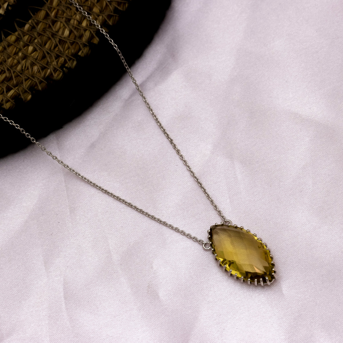 Golden Glow Silver Chain Pendant