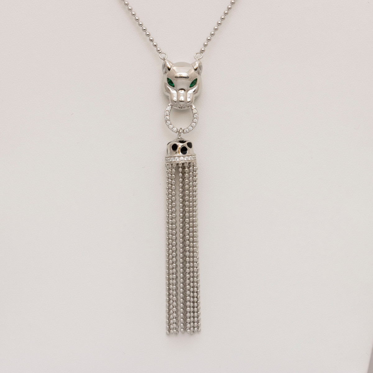 Silver Elegance Jaguar Tassel Necklace