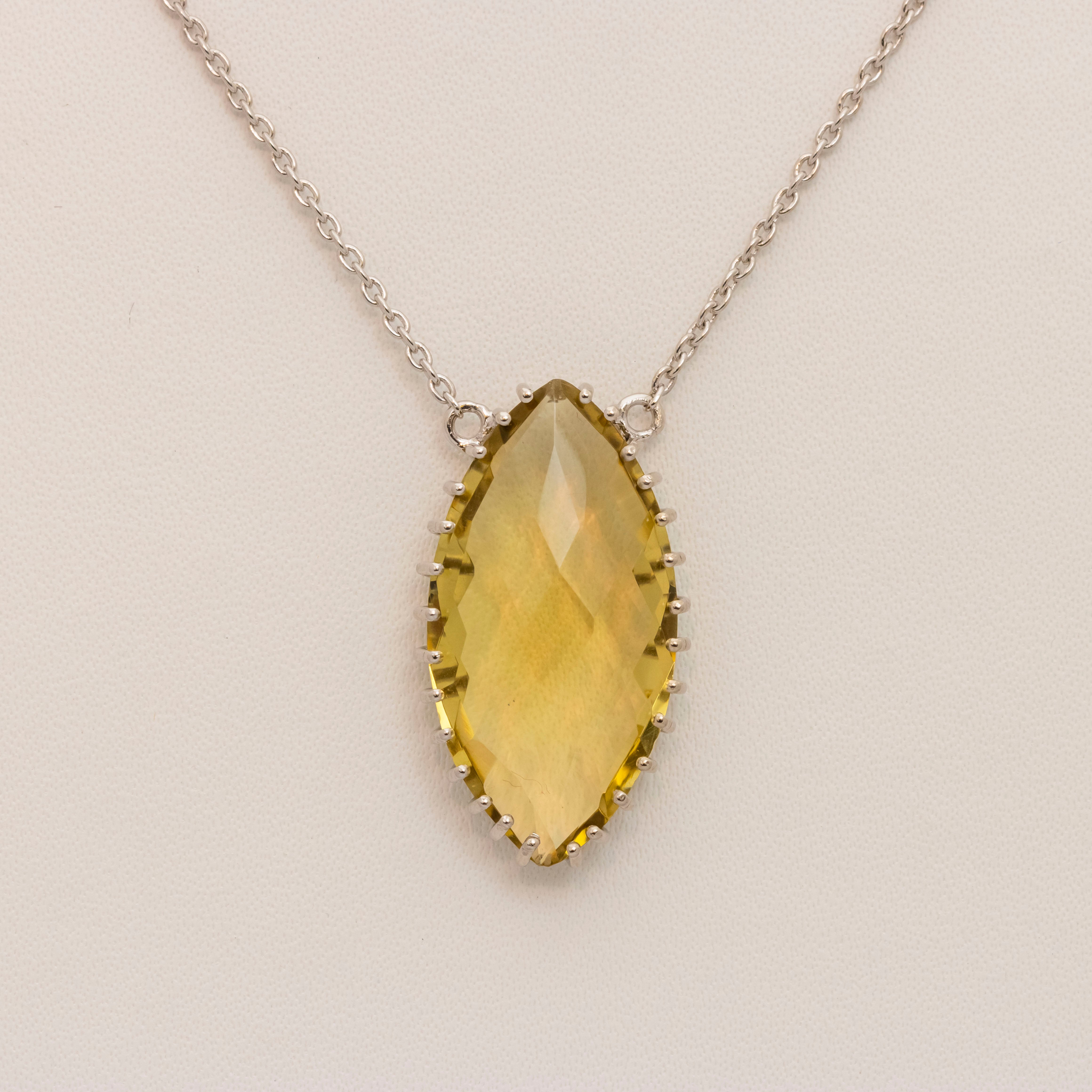 Golden Glow Silver Chain Pendant