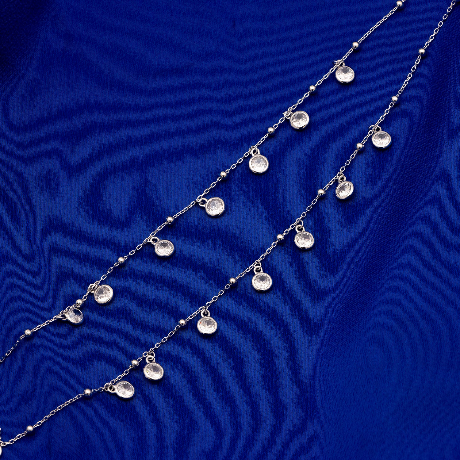 Diamond Drip Ball Detail Anklet Pair