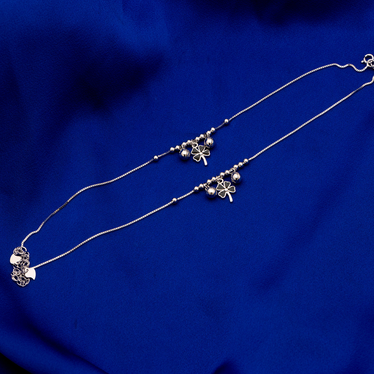 Clover Hanging Beads Anklet Pair
