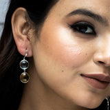 Citrine, Green Amethyst Aurora Bliss Silver Earring