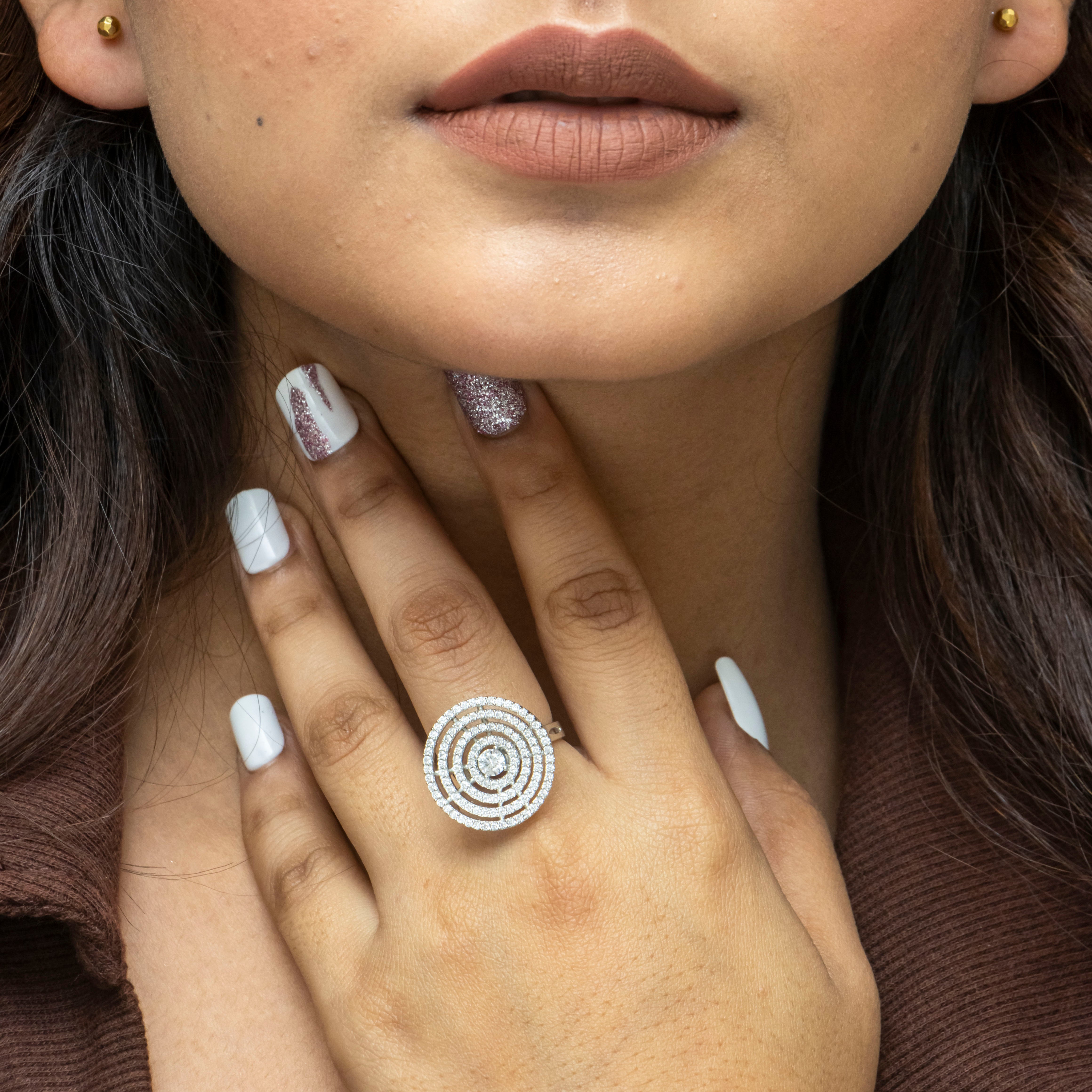Luminous Grace: 925 Silver Ring with Diamond and White Gold Accents