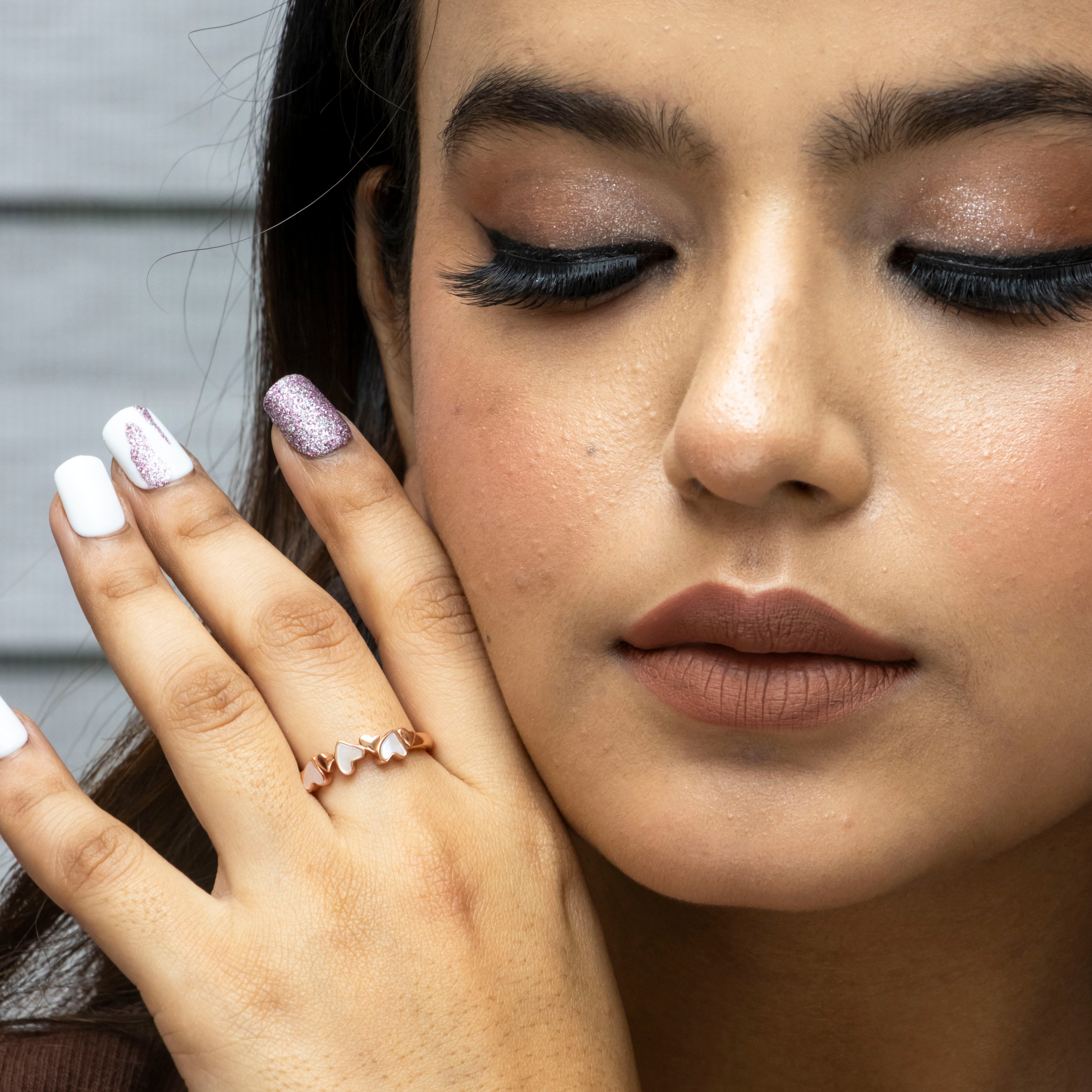 Triple Affection Rose Gold Plated Silver Ring