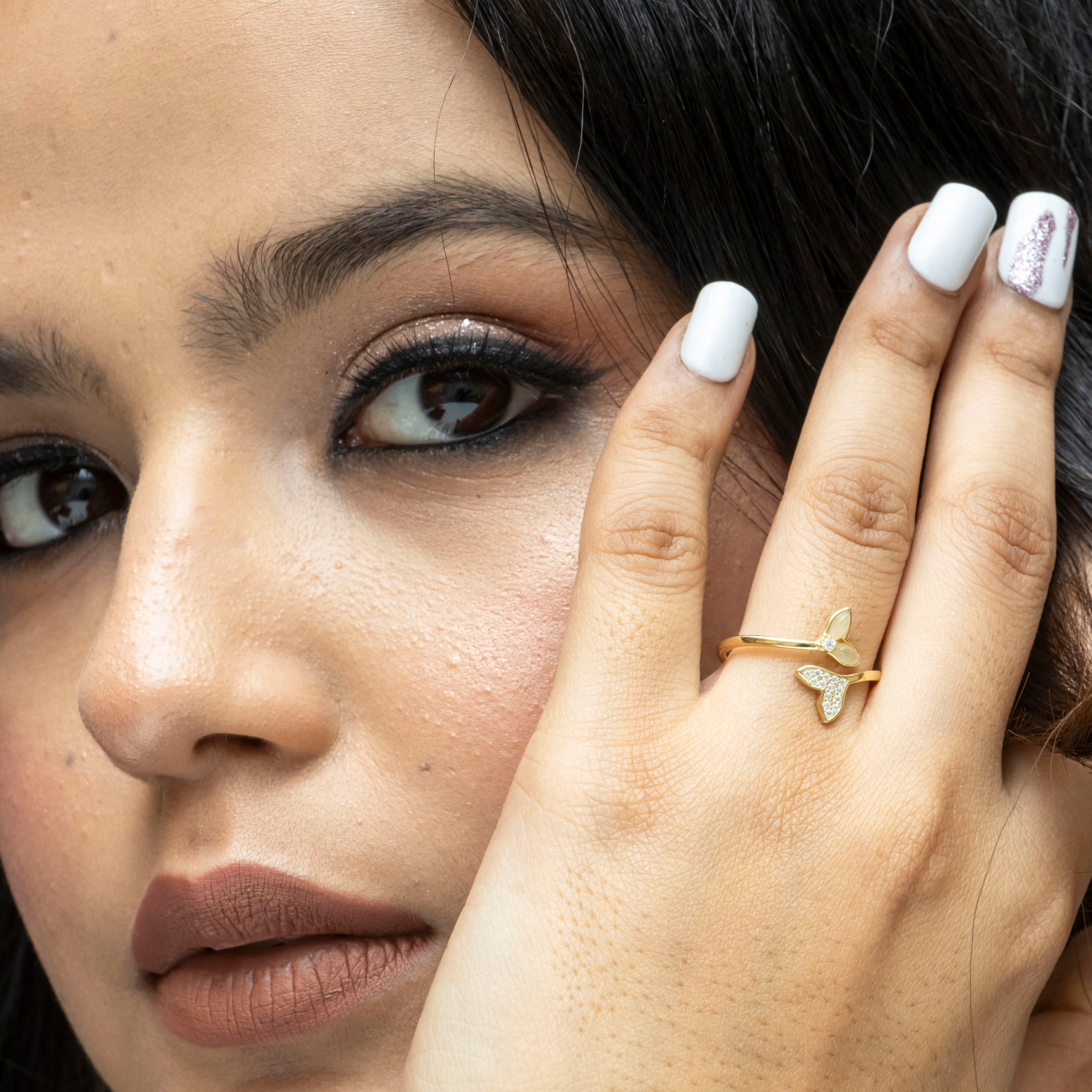 Golden Leaf Adornments Silver Ring